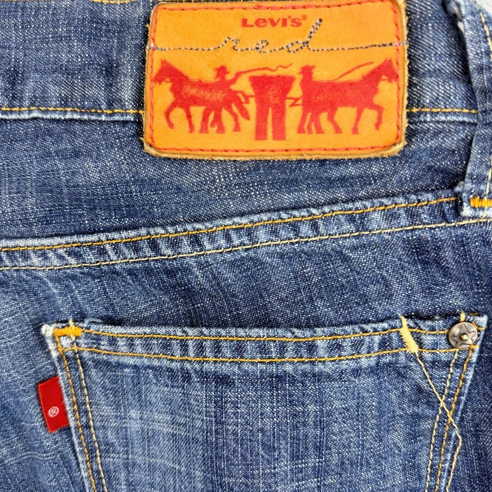 Levis 599 Red Skinny Straight Jeans Mens W30 L30 Medium Wash Blue Denim Low Rise